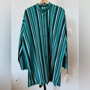 Homme Plisse Edge Stripe Teal Button-Down Shirt NWT Size 3